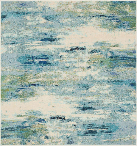 Light Blue 6' 1 x 6' 1 Chromatic Square Area Rug 100% Polypropylene With Cotton Backing Abstract Modern Colorful Carpet Mat for Home Decor & Interior Design for Sale at Rug Engine