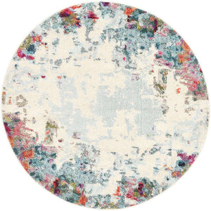 Multicolor 4' 1 x 4' 1 Chromatic Round Area Rug 100% Polypropylene With Cotton Backing Abstract Modern Colorful Carpet Mat for Home Decor & Interior Design for Sale at Rug Engine