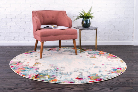Multicolor 3' 3 x 3' 3 Chromatic Round Area Rug 100% Polypropylene With Cotton Backing Abstract Modern Colorful Carpet Mat for Home Decor & Interior Design for Sale at Rug Engine