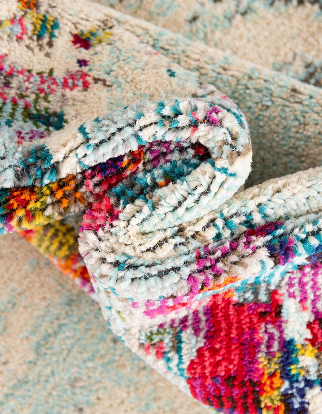 Multicolor 5' x 5' Chromatic Round Area Rug 100% Polypropylene With Cotton Backing Abstract Modern Colorful Carpet Mat for Home Decor & Interior Design for Sale at Rug Engine