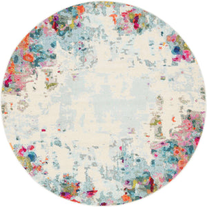 Multicolor 6' 1 x 6' 1 Chromatic Round Area Rug 100% Polypropylene With Cotton Backing Abstract Modern Colorful Carpet Mat for Home Decor & Interior Design for Sale at Rug Engine