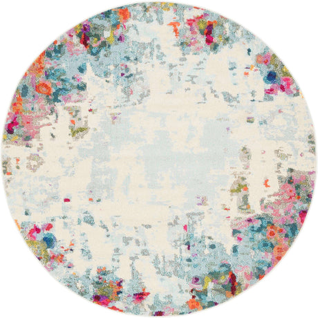 Multicolor 6' 1 x 6' 1 Chromatic Round Area Rug 100% Polypropylene With Cotton Backing Abstract Modern Colorful Carpet Mat for Home Decor & Interior Design for Sale at Rug Engine