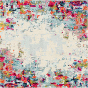 Multicolor 8' x 8' Chromatic Square Area Rug 100% Polypropylene With Cotton Backing Abstract Modern Colorful Carpet Mat for Home Decor & Interior Design for Sale at Rug Engine
