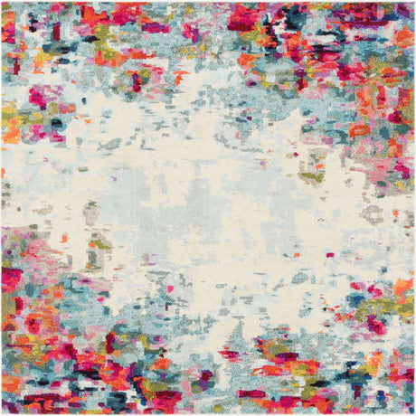 Multicolor 8' x 8' Chromatic Square Area Rug 100% Polypropylene With Cotton Backing Abstract Modern Colorful Carpet Mat for Home Decor & Interior Design for Sale at Rug Engine