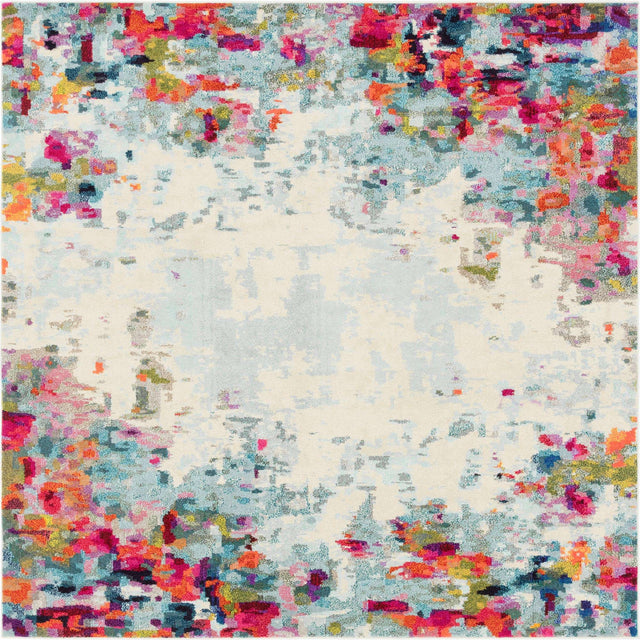 Multicolor 8' x 8' Chromatic Square Area Rug 100% Polypropylene With Cotton Backing Abstract Modern Colorful Carpet Mat for Home Decor & Interior Design for Sale at Rug Engine