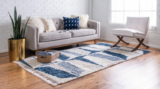 Blue 2' 2 x 3' 1 Hygge Shag Rectangle Area Rug Thick Soft Touch Fluffy & Plush Shaggy Pile 100% Polypropylene With Jute Backing Modern Carpet for Sale at Rug Engine