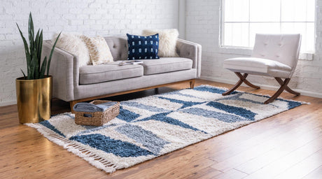 Blue 10' x 14' 1 Hygge Shag Rectangle Area Rug Thick Soft Touch Fluffy & Plush Shaggy Pile 100% Polypropylene With Jute Backing Modern Carpet for Sale at Rug Engine
