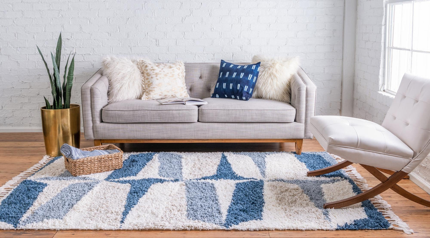 Blue 10' x 14' 1 Hygge Shag Rectangle Area Rug Thick Soft Touch Fluffy & Plush Shaggy Pile 100% Polypropylene With Jute Backing Modern Carpet for Sale at Rug Engine