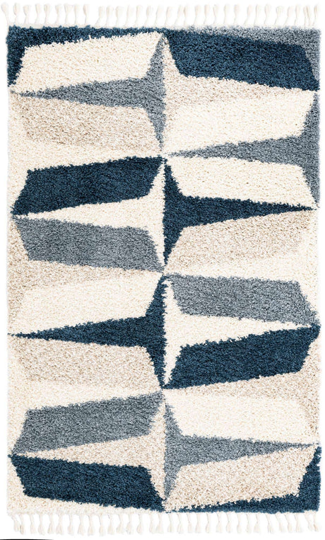 Blue 5' 1 x 8' Hygge Shag Rectangle Area Rug Thick Soft Touch Fluffy & Plush Shaggy Pile 100% Polypropylene With Jute Backing Modern Carpet for Sale at Rug Engine