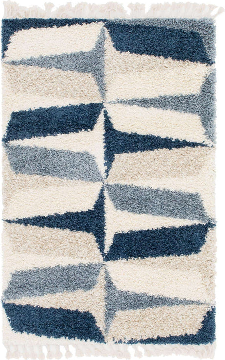 Blue 4' 1 x 6' 1 Hygge Shag Rectangle Area Rug Thick Soft Touch Fluffy & Plush Shaggy Pile 100% Polypropylene With Jute Backing Modern Carpet for Sale at Rug Engine