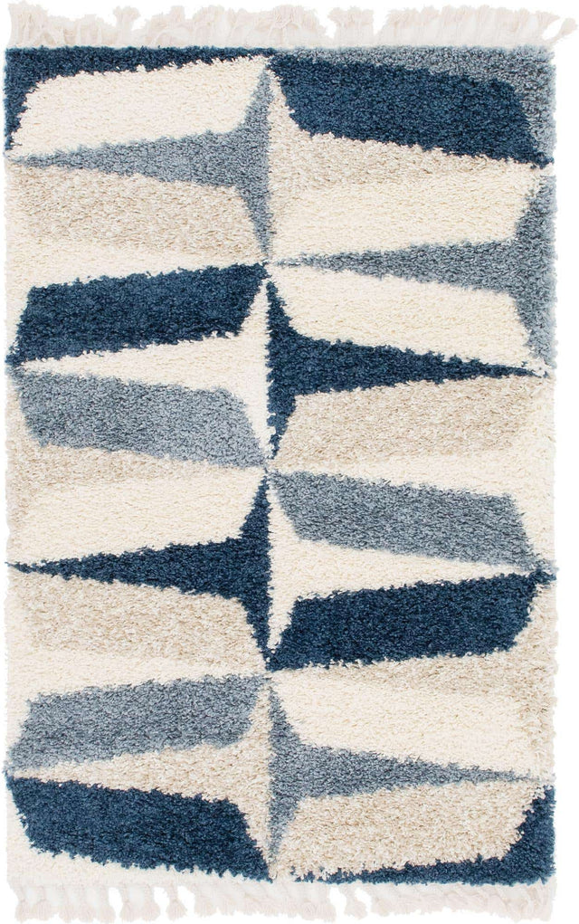 Blue 4' 1 x 6' 1 Hygge Shag Rectangle Area Rug Thick Soft Touch Fluffy & Plush Shaggy Pile 100% Polypropylene With Jute Backing Modern Carpet for Sale at Rug Engine