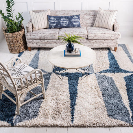 Blue 8' x 8' Hygge Shag Square Area Rug Thick Soft Touch Fluffy & Plush Shaggy Pile 100% Polypropylene With Jute Backing Modern Carpet for Sale at Rug Engine