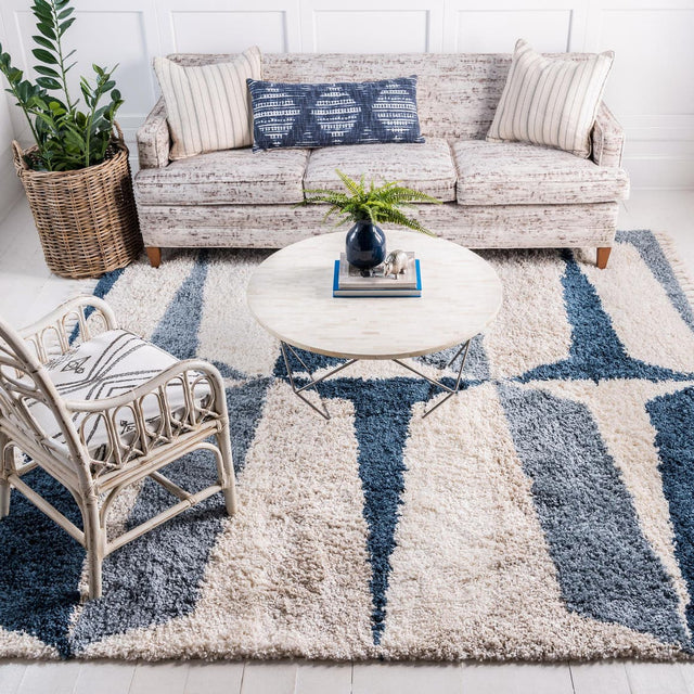 Blue 8' x 8' Hygge Shag Square Area Rug Thick Soft Touch Fluffy & Plush Shaggy Pile 100% Polypropylene With Jute Backing Modern Carpet for Sale at Rug Engine