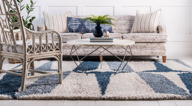 Blue 8' x 8' Hygge Shag Square Area Rug Thick Soft Touch Fluffy & Plush Shaggy Pile 100% Polypropylene With Jute Backing Modern Carpet for Sale at Rug Engine