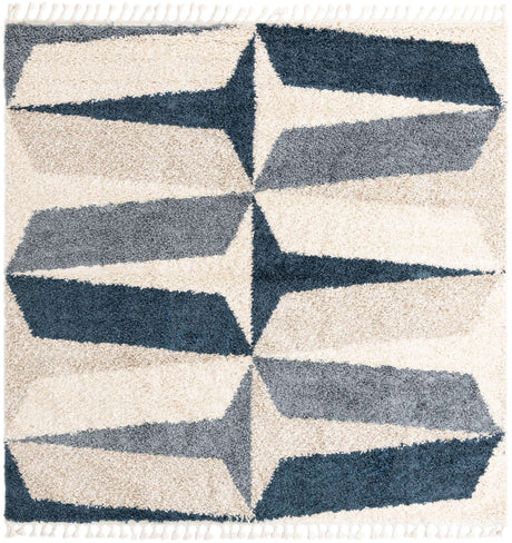 Blue 8' x 8' Hygge Shag Square Area Rug Thick Soft Touch Fluffy & Plush Shaggy Pile 100% Polypropylene With Jute Backing Modern Carpet for Sale at Rug Engine