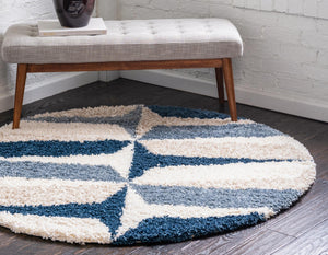 Blue 10' x 10' Hygge Shag Round Area Rug Thick Soft Touch Fluffy & Plush Shaggy Pile 100% Polypropylene With Jute Backing Modern Carpet for Sale at Rug Engine