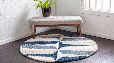 Blue 3' 3 x 3' 3 Hygge Shag Round Area Rug Thick Soft Touch Fluffy & Plush Shaggy Pile 100% Polypropylene With Jute Backing Modern Carpet for Sale at Rug Engine