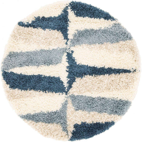 Blue 3' 3 x 3' 3 Hygge Shag Round Area Rug Thick Soft Touch Fluffy & Plush Shaggy Pile 100% Polypropylene With Jute Backing Modern Carpet for Sale at Rug Engine