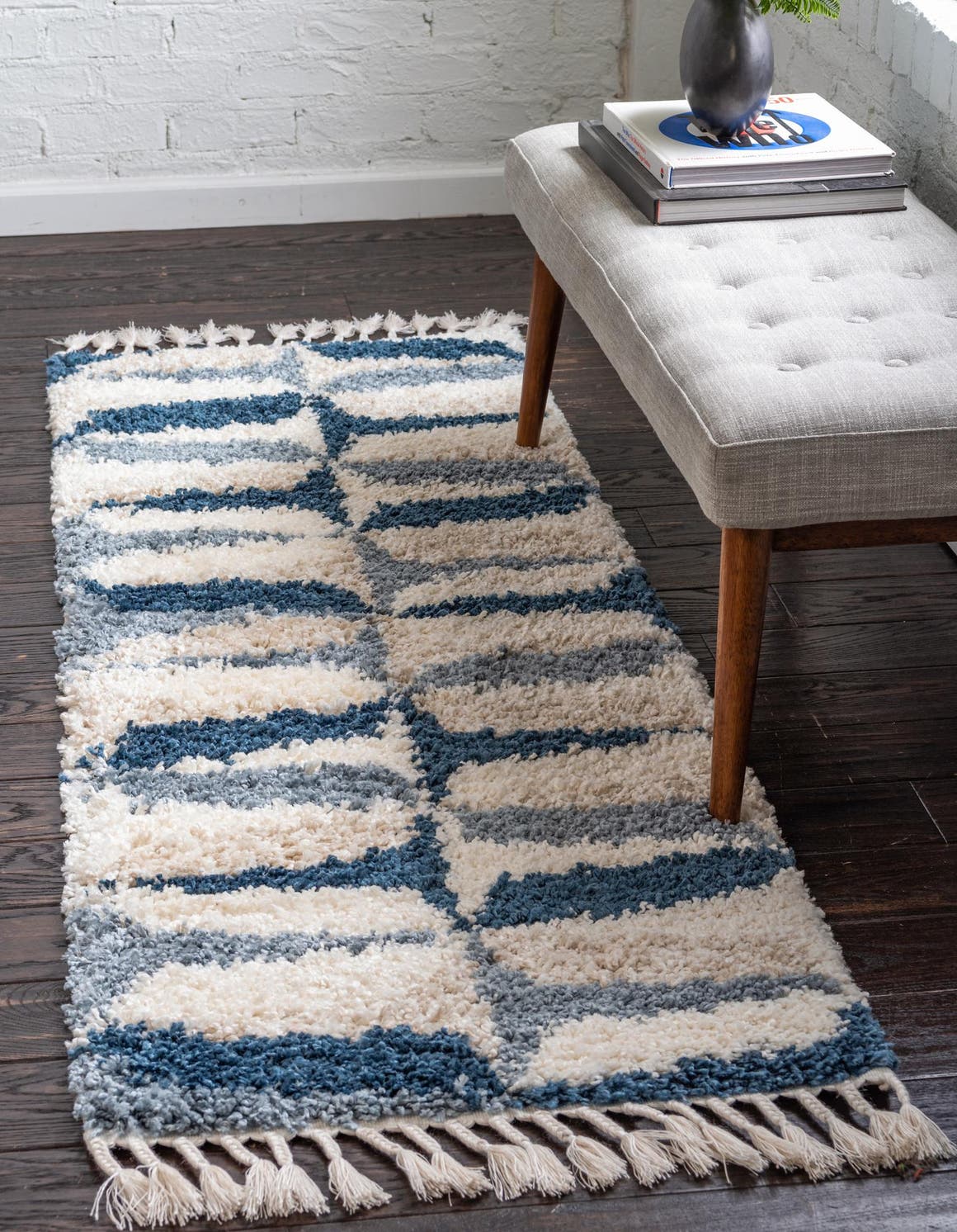 Blue 2' 7 x 8' 2 Hygge Shag Runner Area Rug Thick Soft Touch Fluffy & Plush Shaggy Pile 100% Polypropylene With Jute Backing Modern Carpet for Sale at Rug Engine