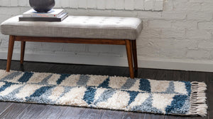 Blue 2' 7 x 8' 2 Hygge Shag Runner Area Rug Thick Soft Touch Fluffy & Plush Shaggy Pile 100% Polypropylene With Jute Backing Modern Carpet for Sale at Rug Engine