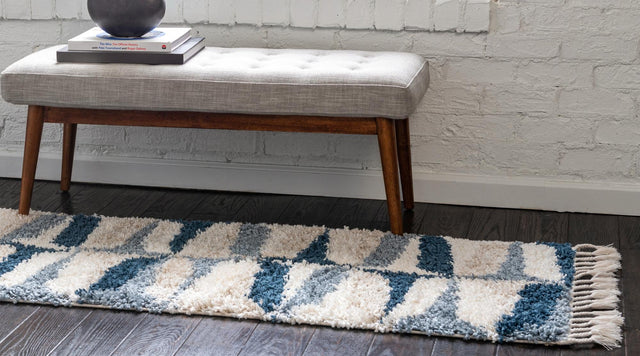 Blue 2' 7 x 8' 2 Hygge Shag Runner Area Rug Thick Soft Touch Fluffy & Plush Shaggy Pile 100% Polypropylene With Jute Backing Modern Carpet for Sale at Rug Engine