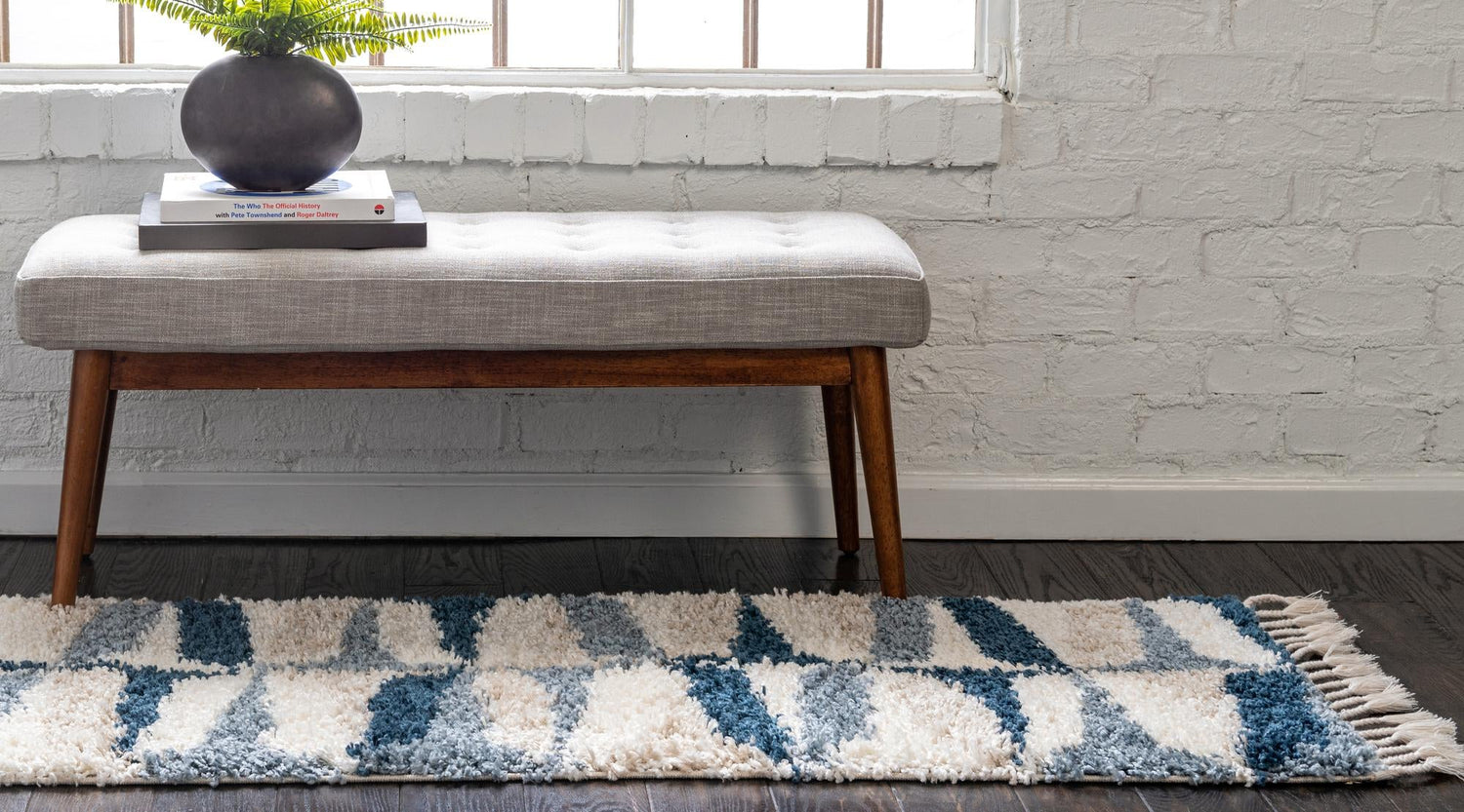 Blue 2' 2 x 6' Hygge Shag Runner Area Rug Thick Soft Touch Fluffy & Plush Shaggy Pile 100% Polypropylene With Jute Backing Modern Carpet for Sale at Rug Engine