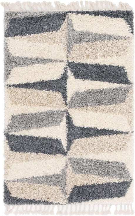 Gray 4' 1 x 6' 1 Hygge Shag Rectangle Area Rug Thick Soft Touch Fluffy & Plush Shaggy Pile 100% Polypropylene With Jute Backing Modern Carpet for Sale at Rug Engine
