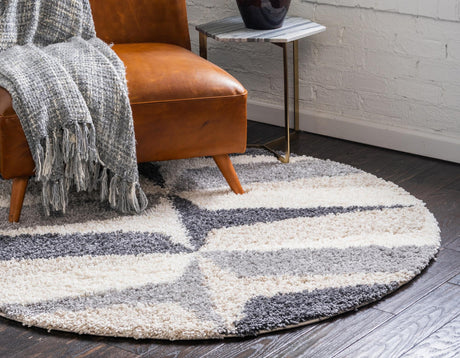 Gray 5' x 5' Hygge Shag Round Area Rug Thick Soft Touch Fluffy & Plush Shaggy Pile 100% Polypropylene With Jute Backing Modern Carpet for Sale at Rug Engine