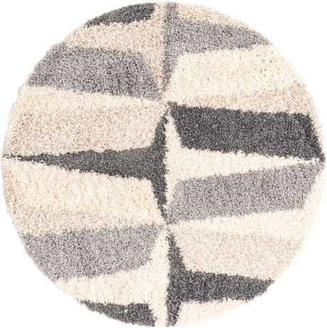 Gray 5' x 5' Hygge Shag Round Area Rug Thick Soft Touch Fluffy & Plush Shaggy Pile 100% Polypropylene With Jute Backing Modern Carpet for Sale at Rug Engine