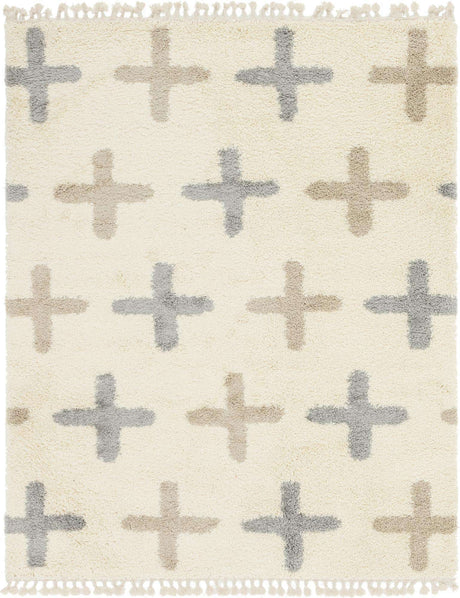 Ivory 8' x 10' Hygge Shag Rectangle Area Rug Thick Soft Touch Fluffy & Plush Shaggy Pile 100% Polypropylene With Jute Backing Modern Carpet for Sale at Rug Engine