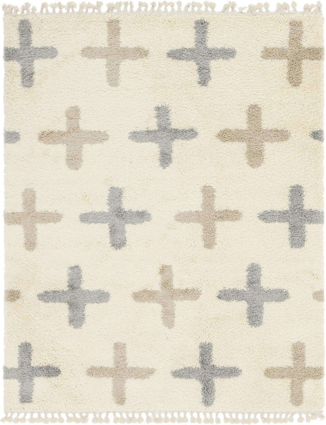 Ivory 8' x 10' Hygge Shag Rectangle Area Rug Thick Soft Touch Fluffy & Plush Shaggy Pile 100% Polypropylene With Jute Backing Modern Carpet for Sale at Rug Engine