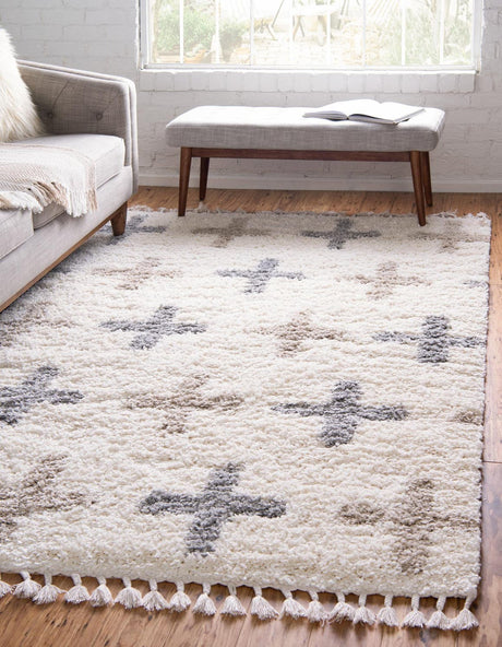 Ivory 9' x 12' 2 Hygge Shag Rectangle Area Rug Thick Soft Touch Fluffy & Plush Shaggy Pile 100% Polypropylene With Jute Backing Modern Carpet for Sale at Rug Engine