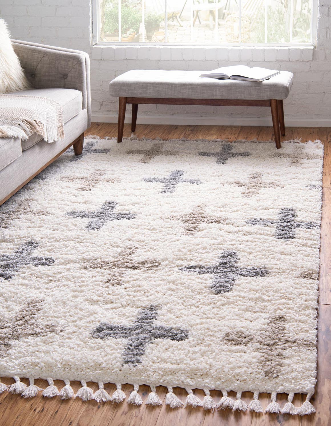 Ivory 2' 2 x 3' Hygge Shag Rectangle Area Rug Thick Soft Touch Fluffy & Plush Shaggy Pile 100% Polypropylene With Jute Backing Modern Carpet for Sale at Rug Engine
