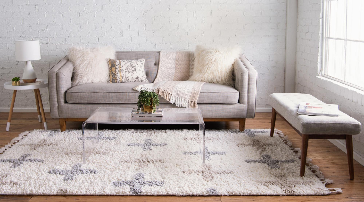 Ivory 5' 1 x 8' Hygge Shag Rectangle Area Rug Thick Soft Touch Fluffy & Plush Shaggy Pile 100% Polypropylene With Jute Backing Modern Carpet for Sale at Rug Engine