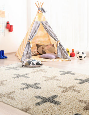 Ivory 9' x 12' 2 Hygge Shag Rectangle Area Rug Thick Soft Touch Fluffy & Plush Shaggy Pile 100% Polypropylene With Jute Backing Modern Carpet for Sale at Rug Engine