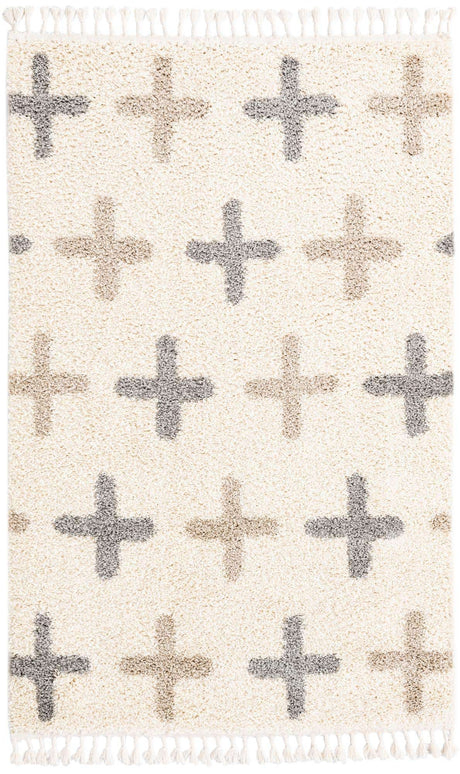 Ivory 5' 1 x 8' Hygge Shag Rectangle Area Rug Thick Soft Touch Fluffy & Plush Shaggy Pile 100% Polypropylene With Jute Backing Modern Carpet for Sale at Rug Engine