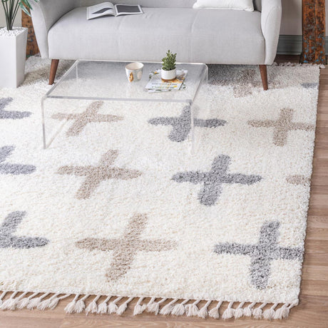 Ivory 8' x 8' Hygge Shag Square Area Rug Thick Soft Touch Fluffy & Plush Shaggy Pile 100% Polypropylene With Jute Backing Modern Carpet for Sale at Rug Engine