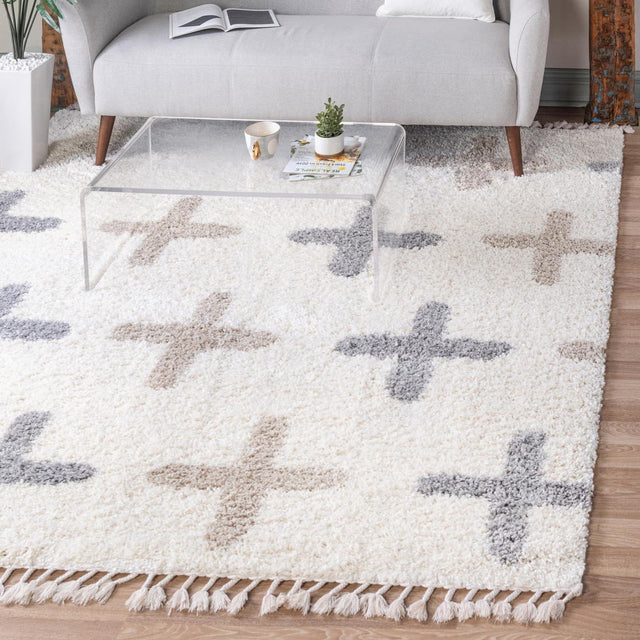 Ivory 8' x 8' Hygge Shag Square Area Rug Thick Soft Touch Fluffy & Plush Shaggy Pile 100% Polypropylene With Jute Backing Modern Carpet for Sale at Rug Engine
