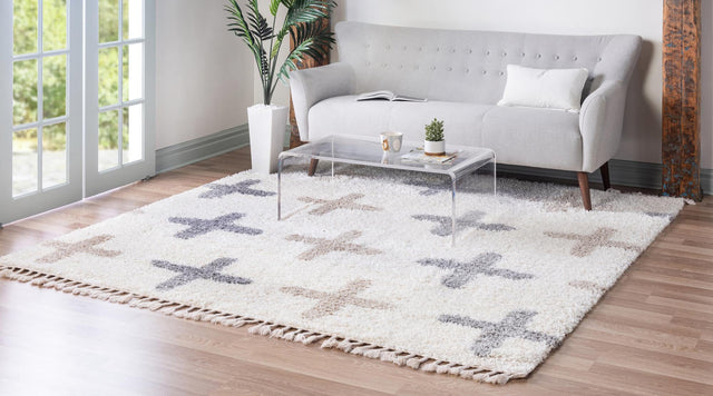 Ivory 8' x 8' Hygge Shag Square Area Rug Thick Soft Touch Fluffy & Plush Shaggy Pile 100% Polypropylene With Jute Backing Modern Carpet for Sale at Rug Engine