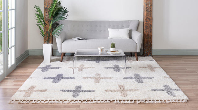 Ivory 8' x 8' Hygge Shag Square Area Rug Thick Soft Touch Fluffy & Plush Shaggy Pile 100% Polypropylene With Jute Backing Modern Carpet for Sale at Rug Engine