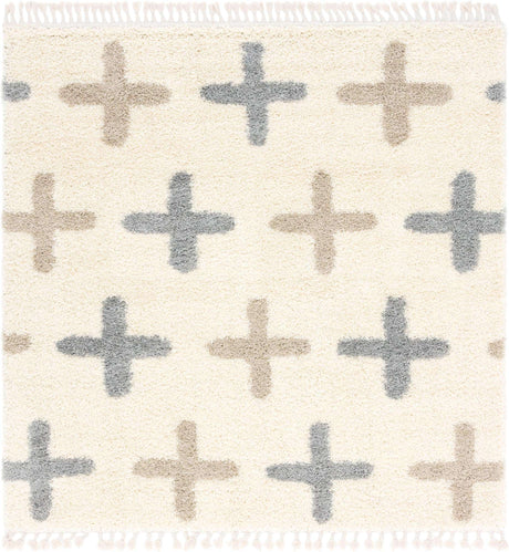 Ivory 8' x 8' Hygge Shag Square Area Rug Thick Soft Touch Fluffy & Plush Shaggy Pile 100% Polypropylene With Jute Backing Modern Carpet for Sale at Rug Engine