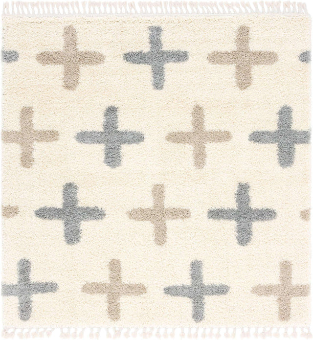 Ivory 8' x 8' Hygge Shag Square Area Rug Thick Soft Touch Fluffy & Plush Shaggy Pile 100% Polypropylene With Jute Backing Modern Carpet for Sale at Rug Engine