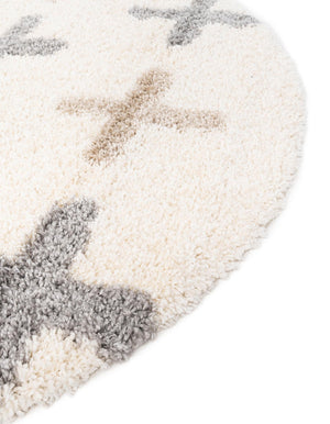 Ivory 5' x 5' Hygge Shag Round Area Rug Thick Soft Touch Fluffy & Plush Shaggy Pile 100% Polypropylene With Jute Backing Modern Carpet for Sale at Rug Engine