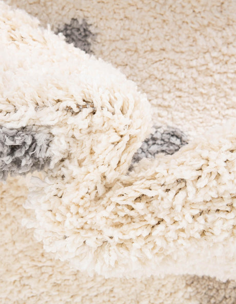 Ivory 5' x 5' Hygge Shag Round Area Rug Thick Soft Touch Fluffy & Plush Shaggy Pile 100% Polypropylene With Jute Backing Modern Carpet for Sale at Rug Engine