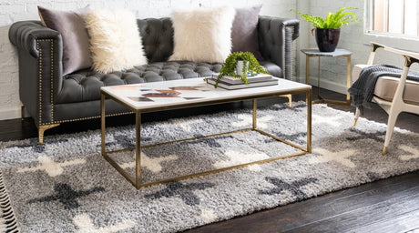 Light Gray 4' 1 x 6' 1 Hygge Shag Rectangle Area Rug Thick Soft Touch Fluffy & Plush Shaggy Pile 100% Polypropylene With Jute Backing Modern Carpet for Sale at Rug Engine