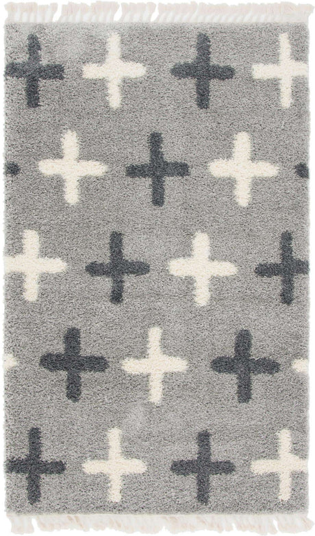 Light Gray 5' 1 x 8' Hygge Shag Rectangle Area Rug Thick Soft Touch Fluffy & Plush Shaggy Pile 100% Polypropylene With Jute Backing Modern Carpet for Sale at Rug Engine
