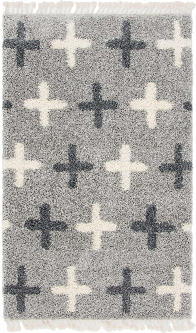 Light Gray 5' 1 x 8' Hygge Shag Rectangle Area Rug Thick Soft Touch Fluffy & Plush Shaggy Pile 100% Polypropylene With Jute Backing Modern Carpet for Sale at Rug Engine