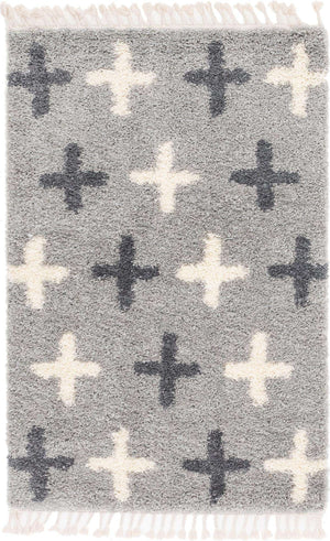 Light Gray 4' 1 x 6' 1 Hygge Shag Rectangle Area Rug Thick Soft Touch Fluffy & Plush Shaggy Pile 100% Polypropylene With Jute Backing Modern Carpet for Sale at Rug Engine