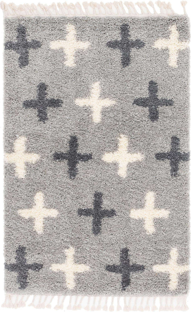 Light Gray 4' 1 x 6' 1 Hygge Shag Rectangle Area Rug Thick Soft Touch Fluffy & Plush Shaggy Pile 100% Polypropylene With Jute Backing Modern Carpet for Sale at Rug Engine
