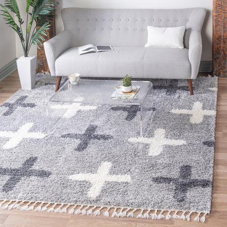 Light Gray 8' x 8' Hygge Shag Square Area Rug Thick Soft Touch Fluffy & Plush Shaggy Pile 100% Polypropylene With Jute Backing Modern Carpet for Sale at Rug Engine